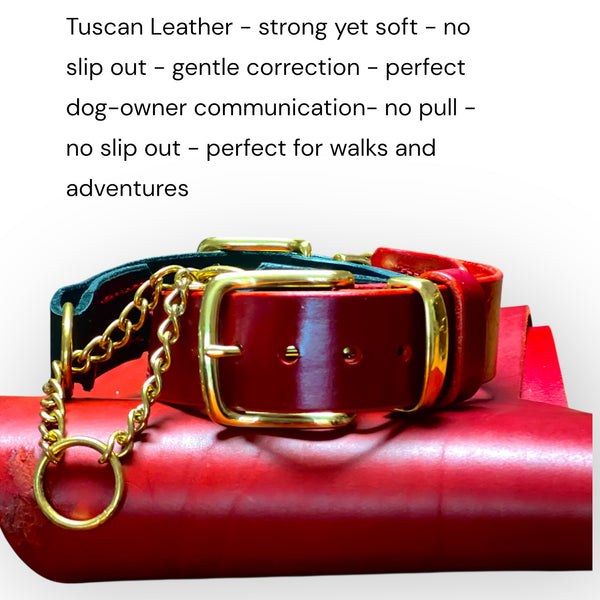 Chilli Red Tuscan Leather Martingale Collar