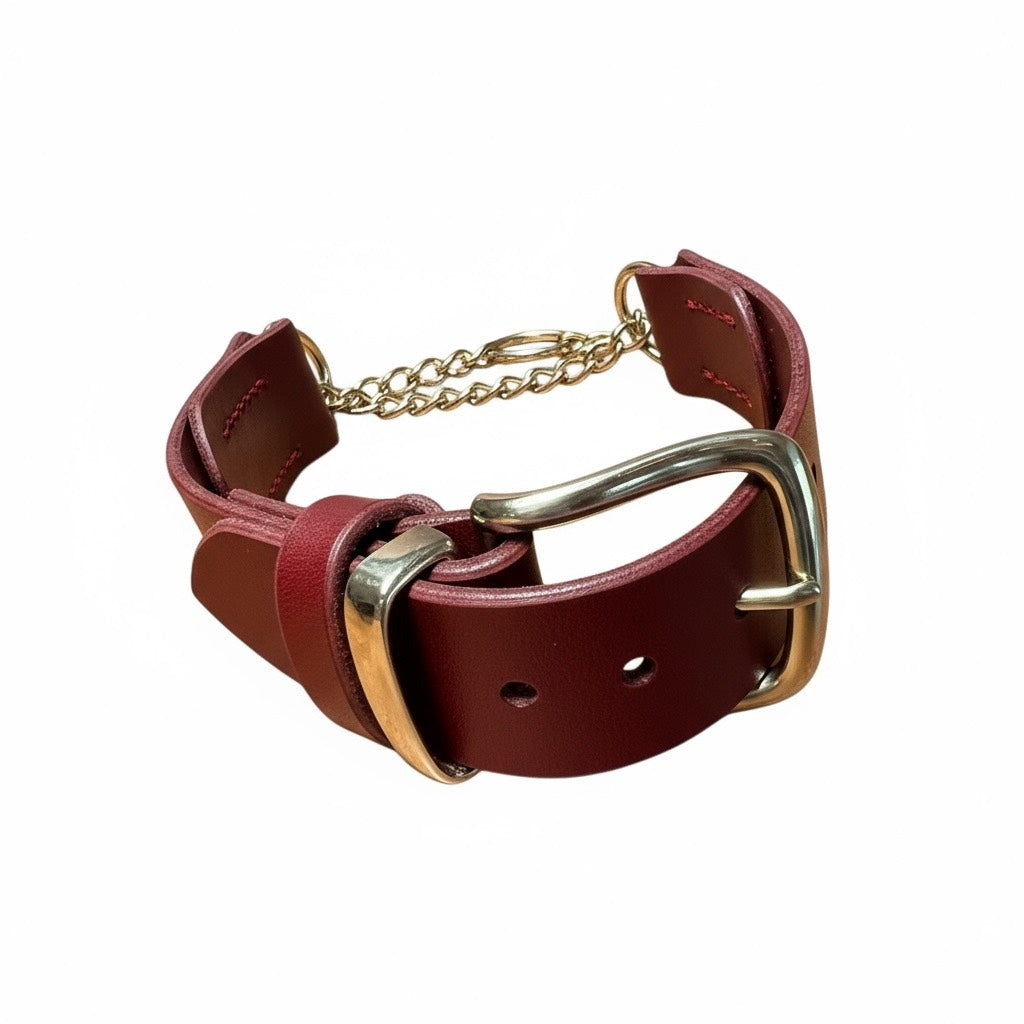 Chilli Red Tuscan Leather Martingale Collar