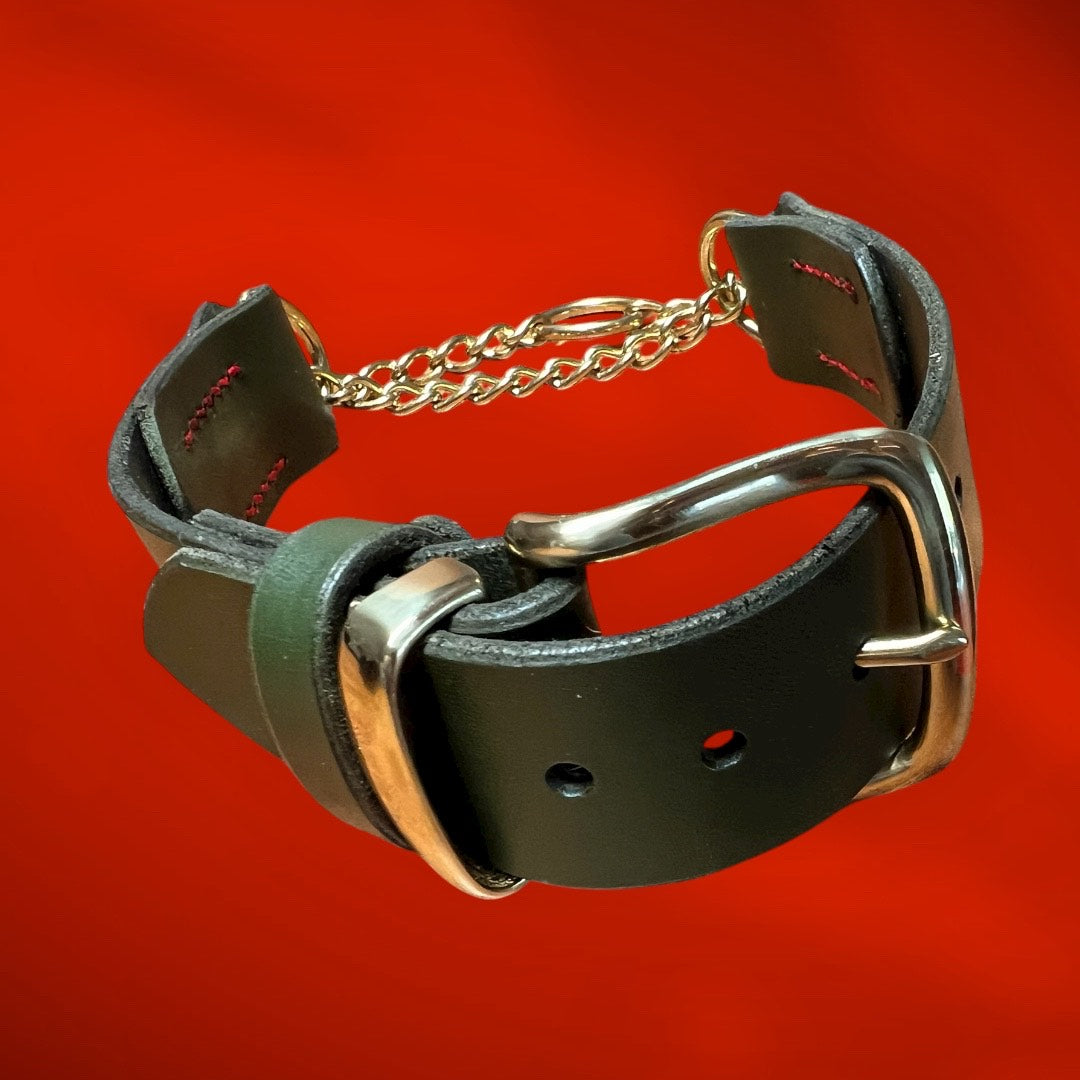 Sage Green Tuscan Leather Martingale Collar
