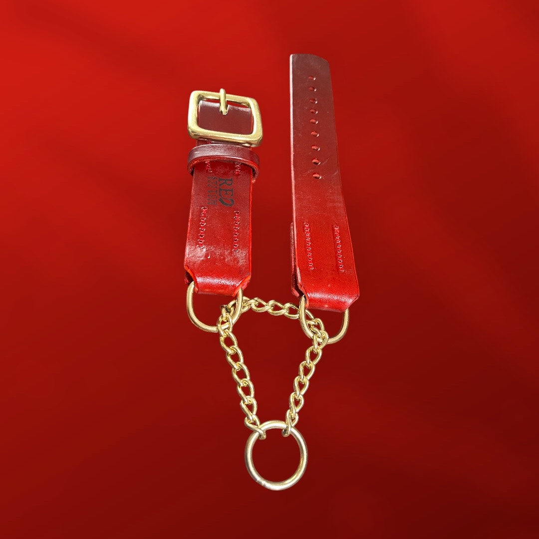 Chilli Red Tuscan Leather Martingale Collar