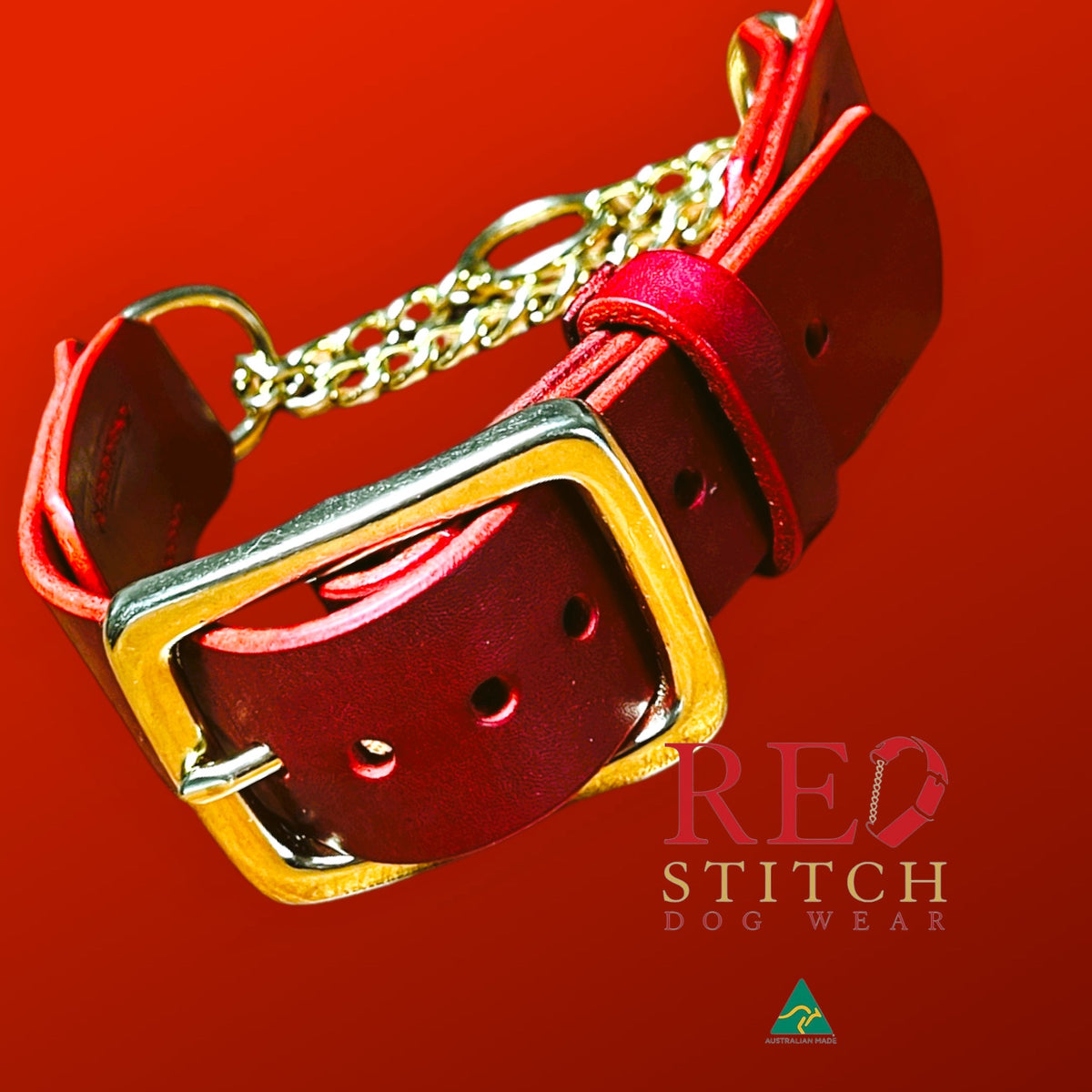 Chilli Red Tuscan Leather Martingale Collar