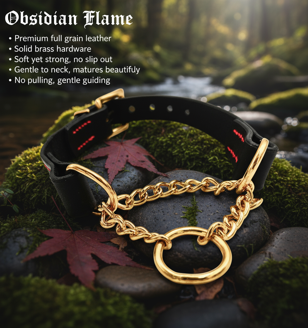 Tuscan Leather Martingale Dog Collar – 40mm | Premium for medium and large Dogs